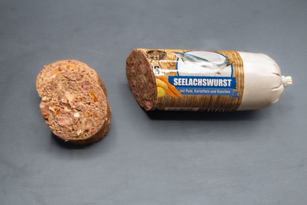 Lachswurst - Seelachs mit Pute Kartoffeln und Karotten